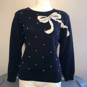 🐝Petite Sophisticate Bow Tie Pearl Sweater
